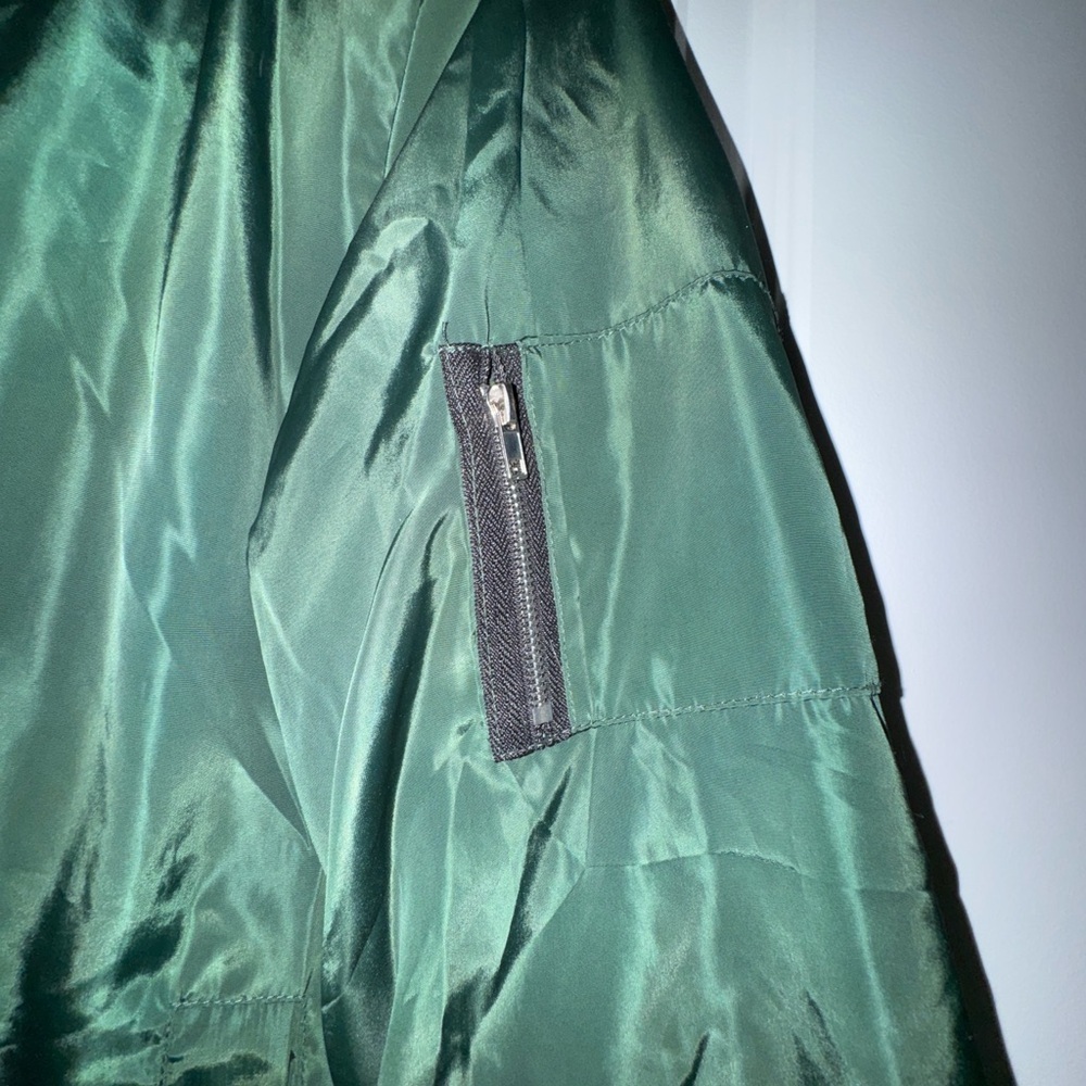 Green Satin Bomber Jacket - Picture 3 of 5